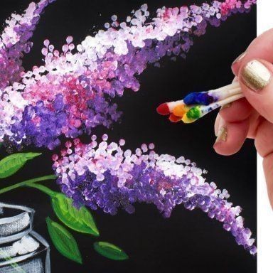 Рисуем с детьми сирень и гортензию