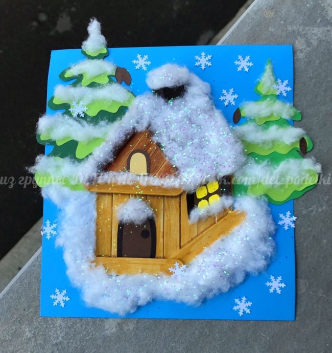 Зимние поделки: дом в снегу