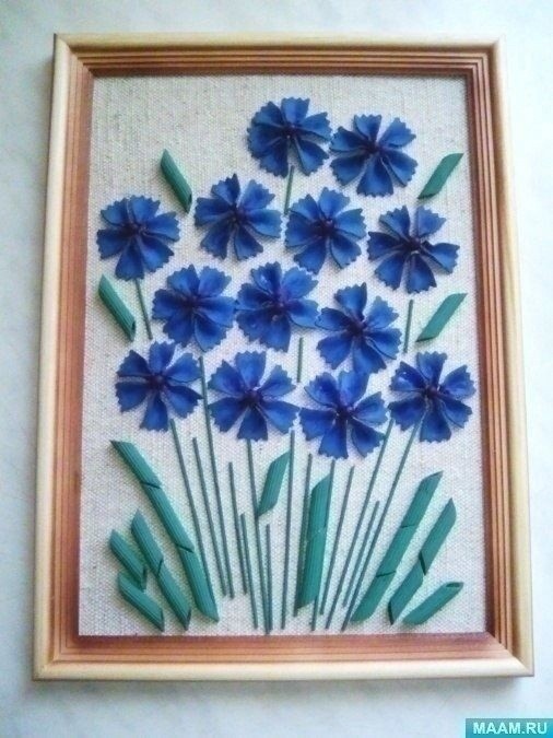 Панно "Букет васильков" из макарон Панно "Букет васильков" из макарон