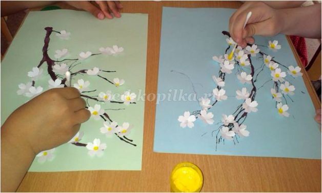 ​Рисование в нетрадиционной технике + полуобъёмная аппликация: часть 2