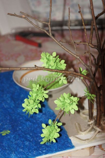 Действующая миниатюра "Весенний пейзаж": мастер-класс, часть 4