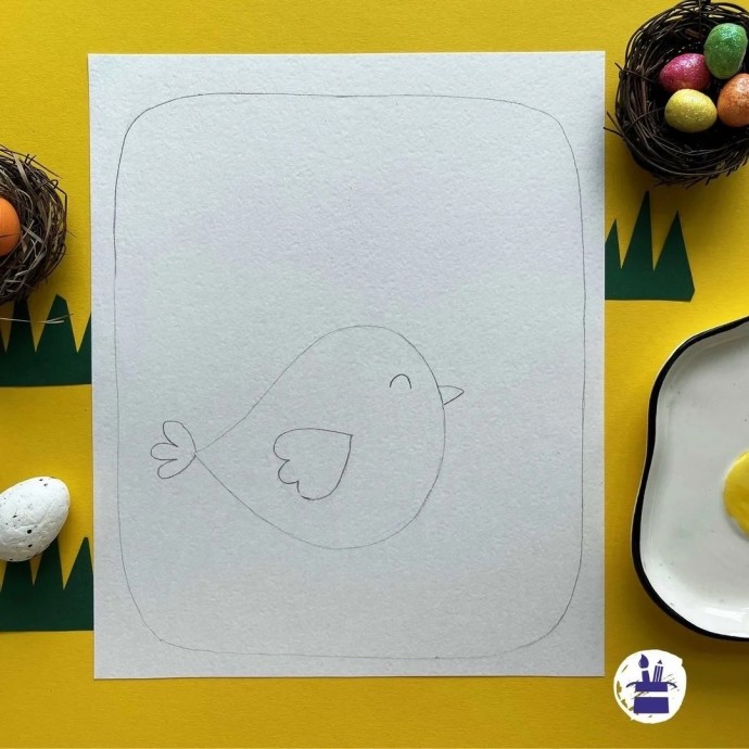 Рисуем цыпленка с яйцами