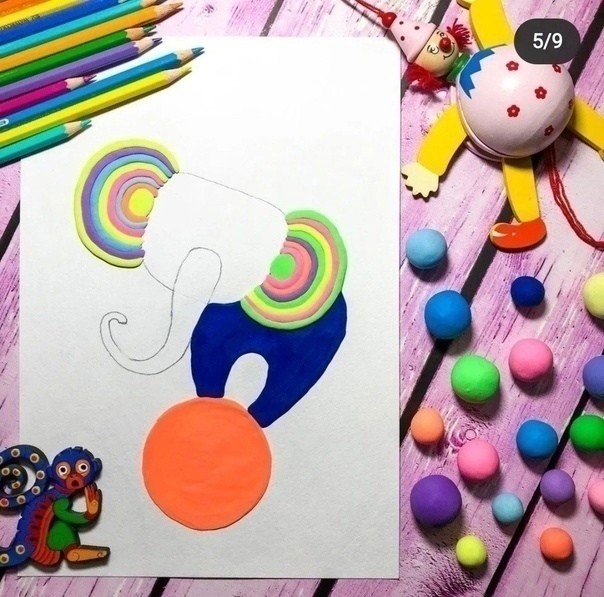 Рисуем слоненка пластилином Рисуем слоненка пластилином