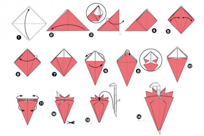 Зонтик-оригами по классической схеме