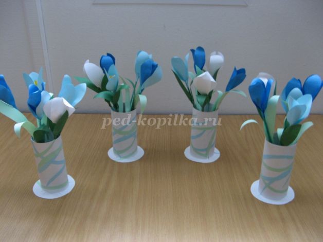 Букет крокусов из бумаги в вазе: часть 2 Букет крокусов из бумаги в вазе: часть 2