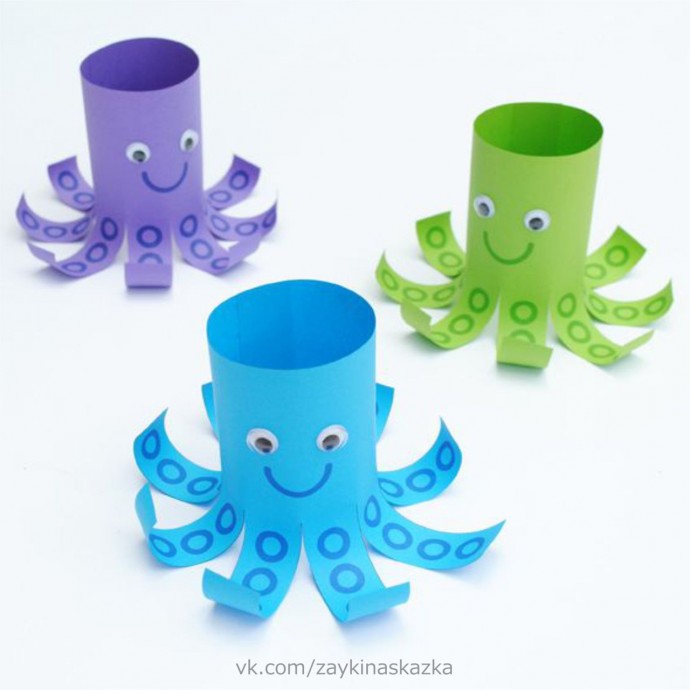 Осьминог из картонной втулки