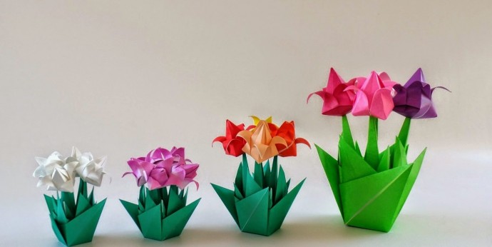 Тюльпаны в технике оригами