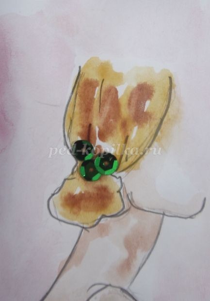 Акварельная зарисовка с пайетками