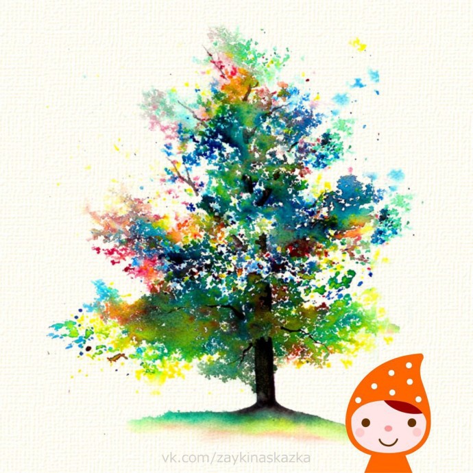 Рисуем дерево в технике набрызга Рисуем дерево в технике набрызга