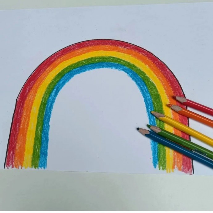 Аппликация с элементами рисования "Веселая радуга"