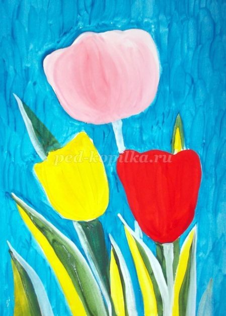 Как нарисовать тюльпаны гуашью: часть 2