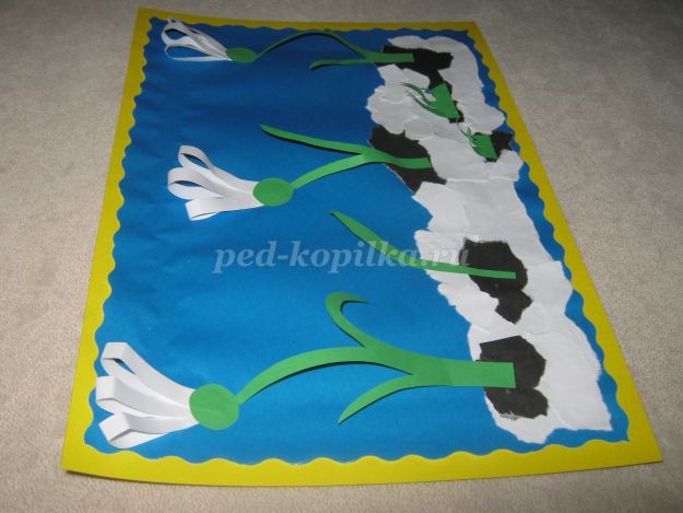 Объемная аппликация из бумаги "Подснежники": часть 2 Объемная аппликация из бумаги "Подснежники": часть 2