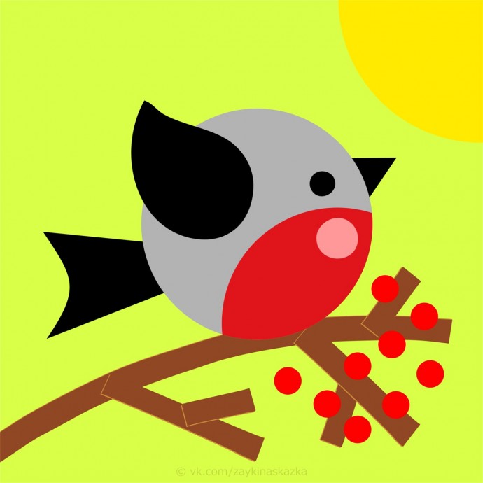 ​Снегирь из цветной бумаги