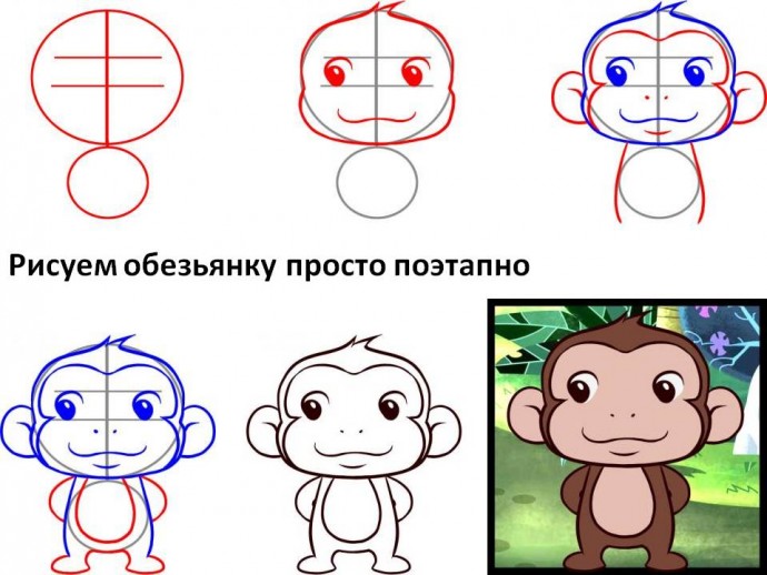 ​Как нарисовать обезьянку