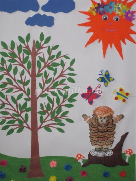 Весенняя аппликация из бумаги, фетра и карандашной стружки: часть 5