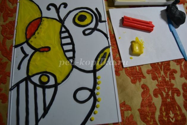 ​Панно из пластилина для детей "Бабочка": часть 1