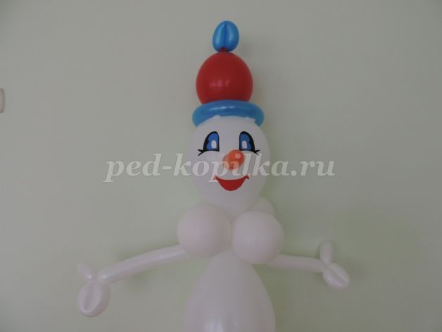 Мастер-класс по моделированию из воздушных шариков снеговика: часть 5