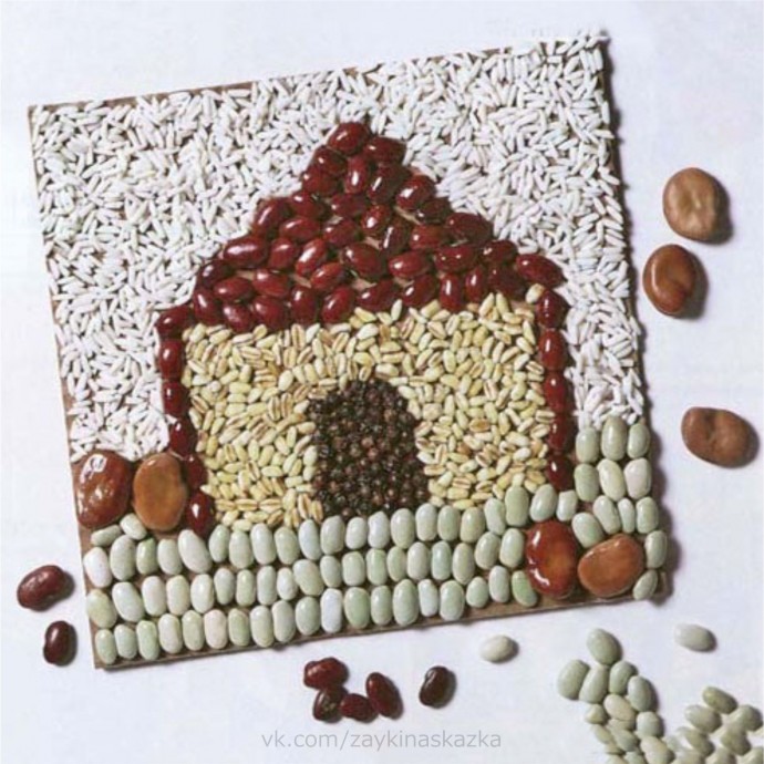 Аппликации из круп и семян Аппликации из круп и семян