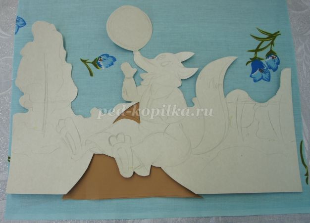 Аппликация из ткани по сказке "Колобок": часть 1