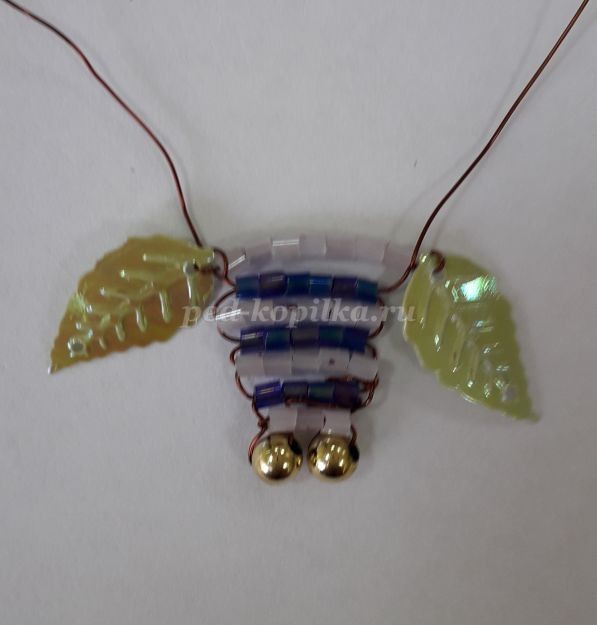 Плетение фигурки совёнка из стекляруса и пайеток Плетение фигурки совёнка из стекляруса и пайеток