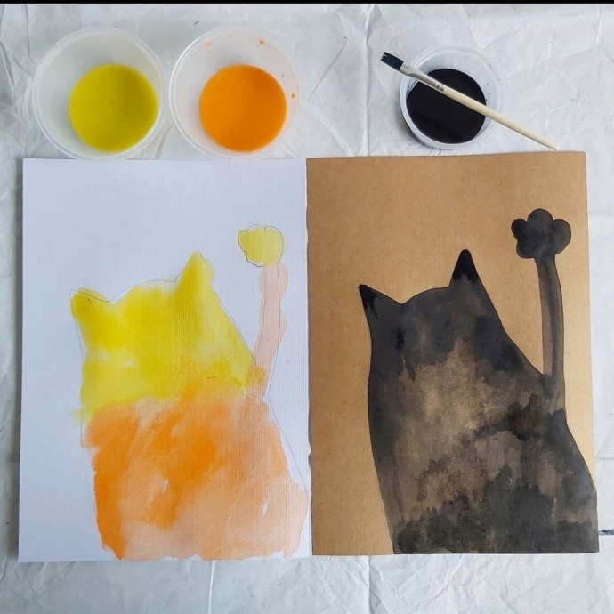 Рисуем черного и рыжего котика Рисуем черного и рыжего котика