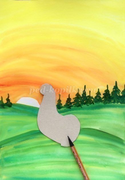 Петушок гуашью