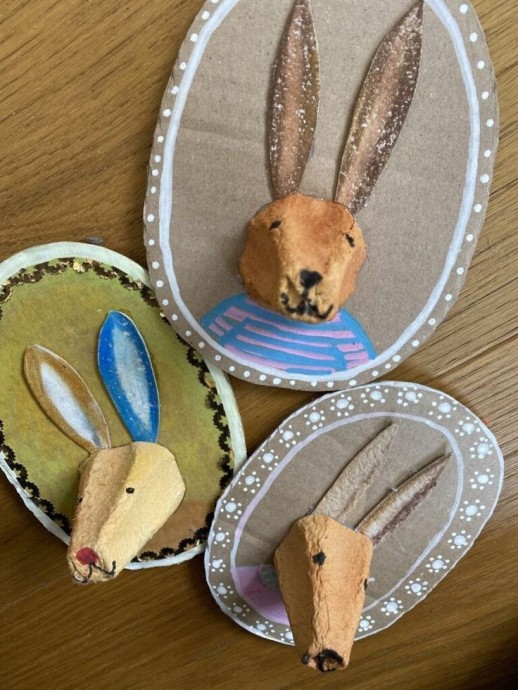 Мордочки животных из яичных лотков