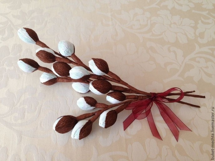 Верба из ватных палочек