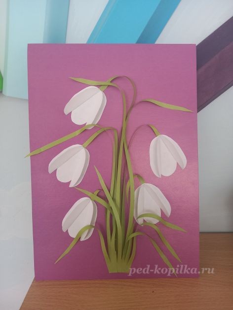 Объёмная аппликация "Подснежники" Объёмная аппликация "Подснежники"