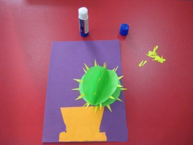 Объемная аппликация "Цветущий кактус"