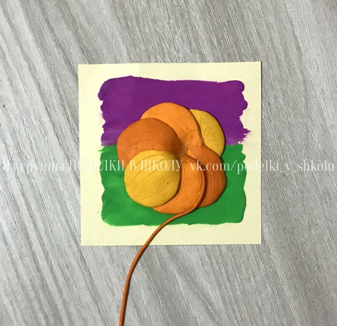 ​Осенние поделки: пластилиновая аппликация "Тыква"