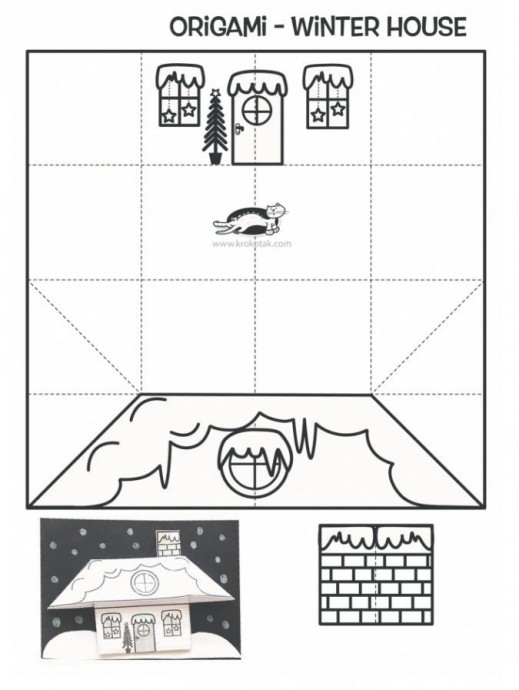 Зимний домик из бумаги Зимний домик из бумаги