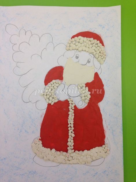 ​Аппликация из пластилина "Дед Мороз": часть 1