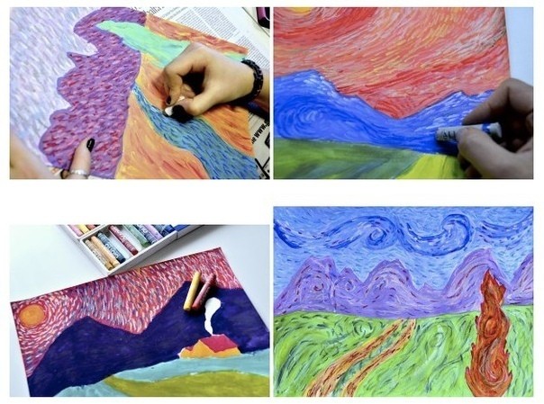 Учим детей рисовать в стиле Ван Гога