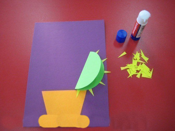 Объемная аппликация "Цветущий кактус"