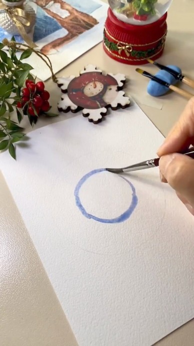 Рисуем с детьми снеговика