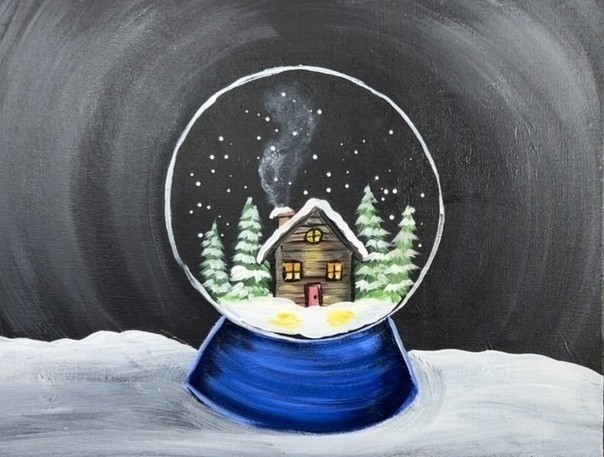 Рисуем снежный зимний шар