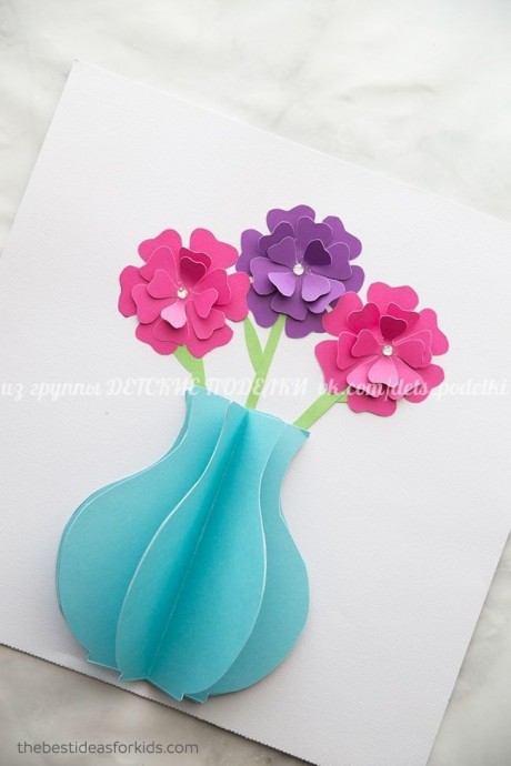 Объемная аппликация "Ваза с цветами" Объемная аппликация "Ваза с цветами"