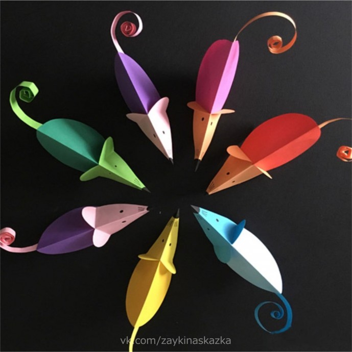 Мышки из цветной бумаги Мышки из цветной бумаги