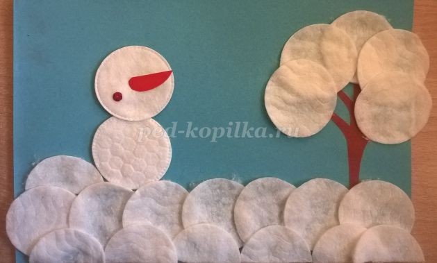 Новогодняя аппликация "Снеговик": часть 2