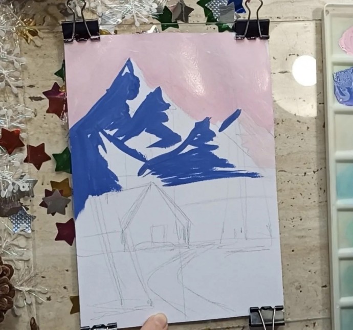 Рисуем снежный пейзаж