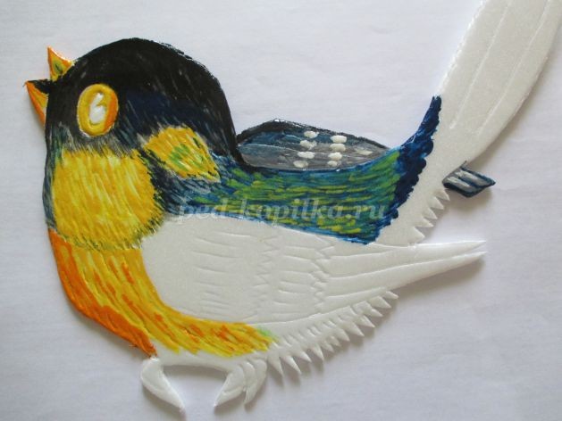 Синица из потолочной плитки детскими руками: мастер-класс, часть 2 Синица из потолочной плитки детскими руками: мастер-класс, часть 2