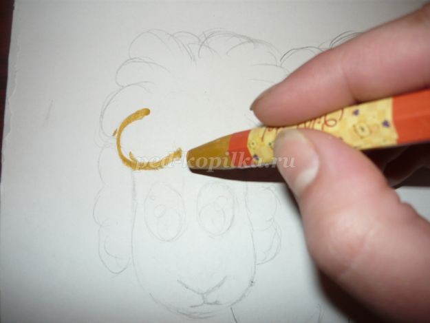 Аппликация "Овечка" из природного материала: часть 1