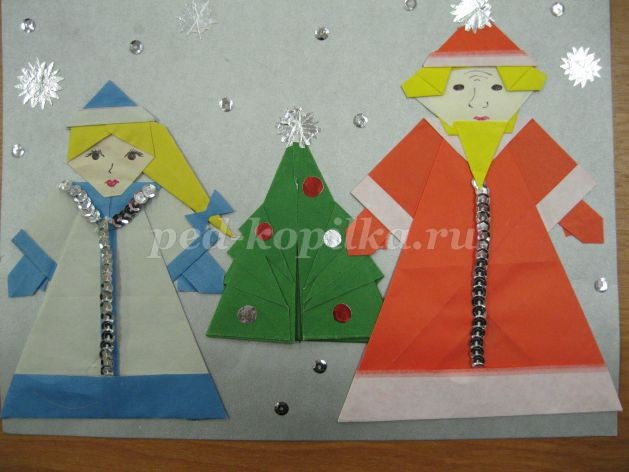 Новогодняя открытка из бумаги в технике оригами: часть 4 Новогодняя открытка из бумаги в технике оригами: часть 4