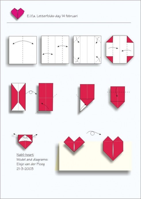 ​Оригами в форме сердечек