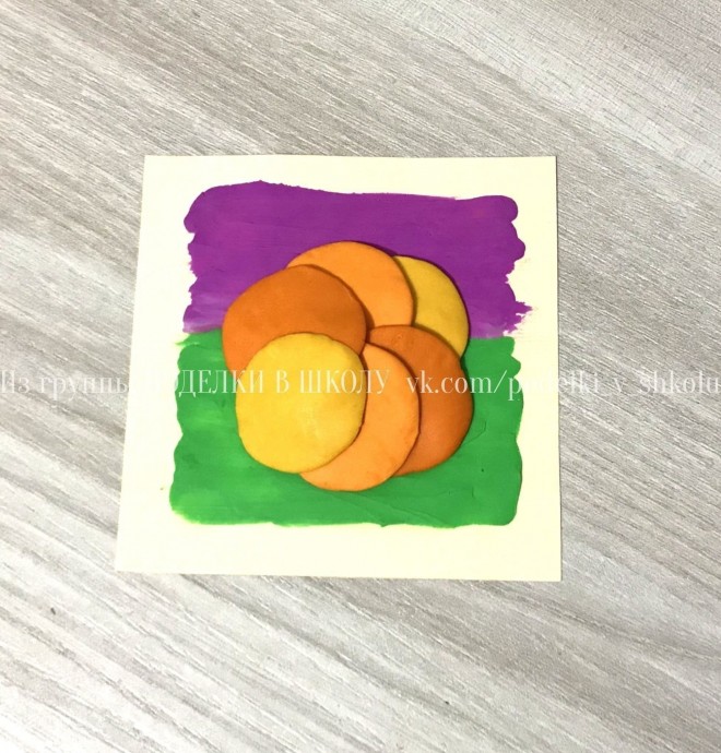 ​Осенние поделки: пластилиновая аппликация "Тыква"