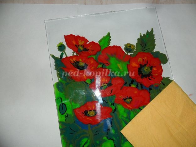Пластилинография на стекле: маки Пластилинография на стекле: маки