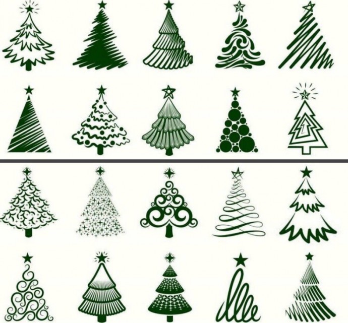 Разные способы нарисовать елочку