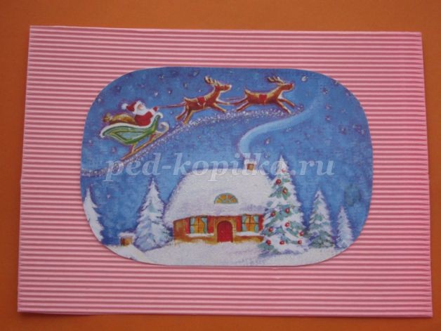 Новогодняя открытка детскими руками: квиллинг, часть 1