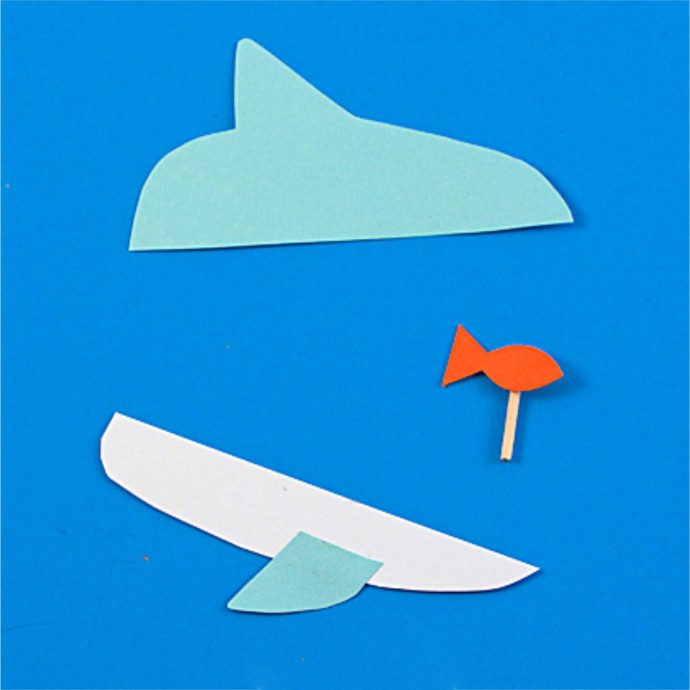 ​Поделка из картона и прищепки "Акула"